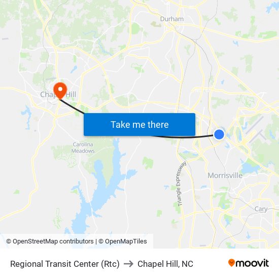 Regional Transit Center (Rtc) to Chapel Hill, NC map