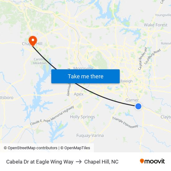 Cabela Dr at Eagle Wing Way to Chapel Hill, NC map