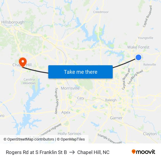 Rogers Rd at S Franklin St B to Chapel Hill, NC map