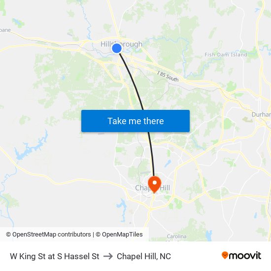 W King St at S Hassel St to Chapel Hill, NC map