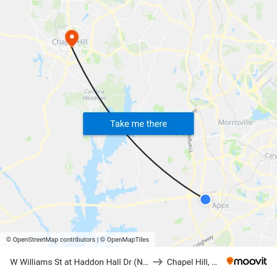 W Williams St at Haddon Hall Dr (Nb) to Chapel Hill, NC map