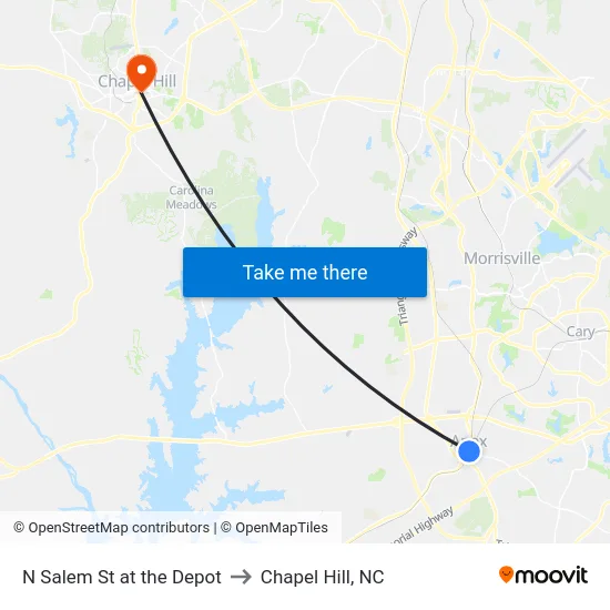 N Salem St at the Depot to Chapel Hill, NC map