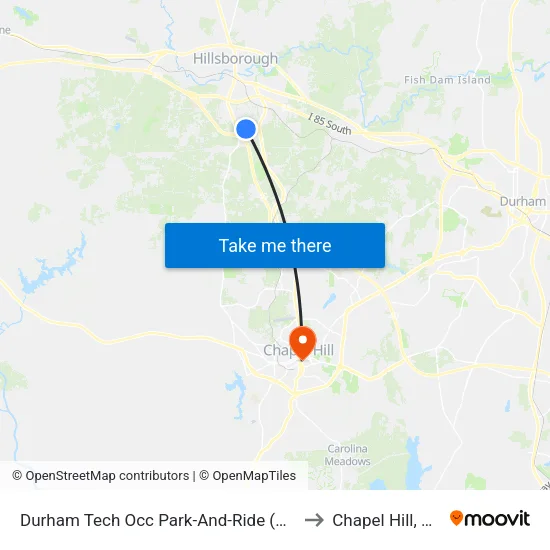 Durham Tech Occ Park-And-Ride (Nb) to Chapel Hill, NC map