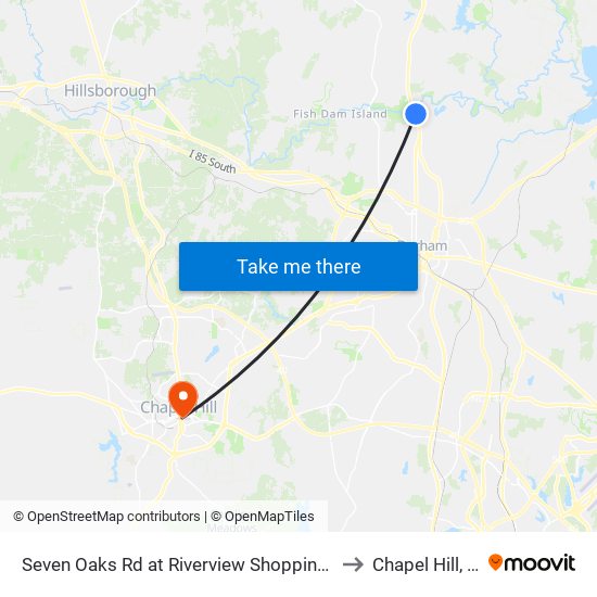 Seven Oaks Rd at Riverview Shopping Cent to Chapel Hill, NC map