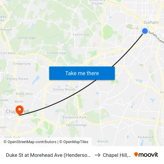 Duke St at Morehead Ave (Henderson Tower to Chapel Hill, NC map