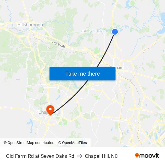 Old Farm Rd at Seven Oaks Rd to Chapel Hill, NC map