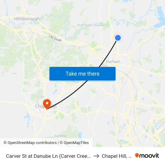 Carver St at Danube Ln (Carver Creek Apt to Chapel Hill, NC map