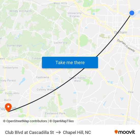 Club Blvd at Cascadilla St to Chapel Hill, NC map