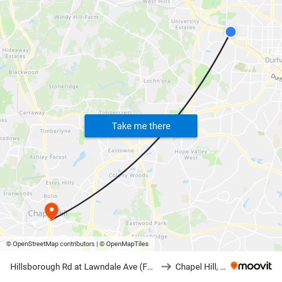 Hillsborough Rd at Lawndale Ave (Food Li to Chapel Hill, NC map