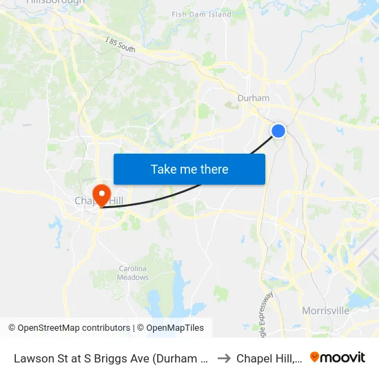 Lawson St at S Briggs Ave (Durham Exchan to Chapel Hill, NC map