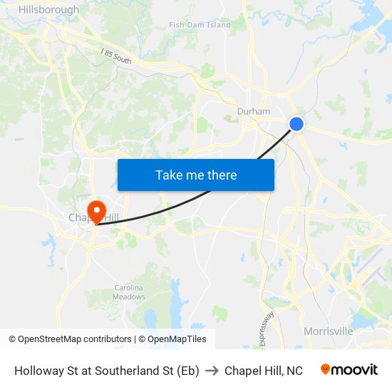 Holloway St at Southerland St (Eb) to Chapel Hill, NC map