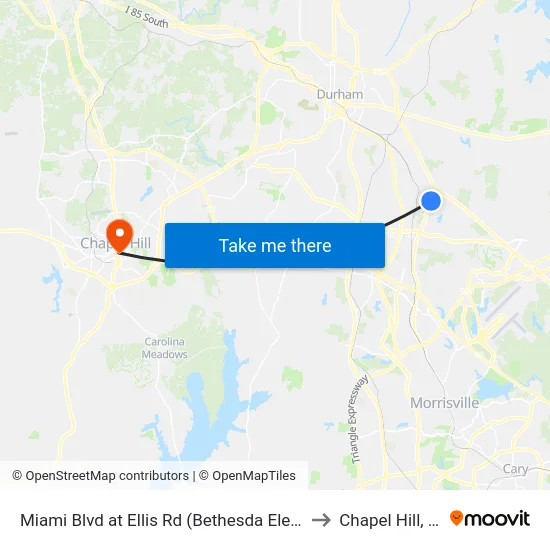 Miami Blvd at Ellis Rd (Bethesda Element to Chapel Hill, NC map