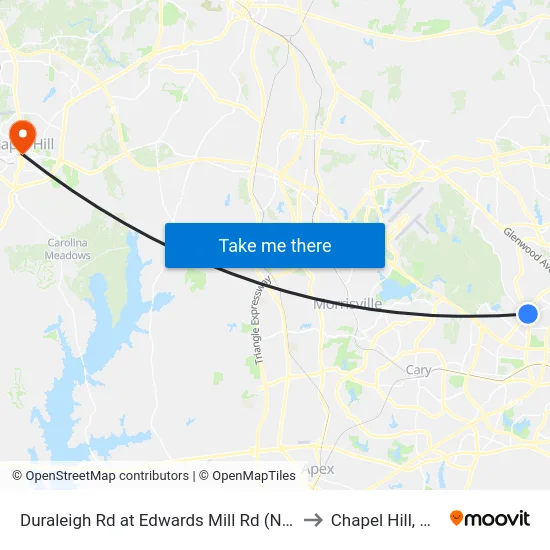 Duraleigh Rd at Edwards Mill Rd (Nb) to Chapel Hill, NC map