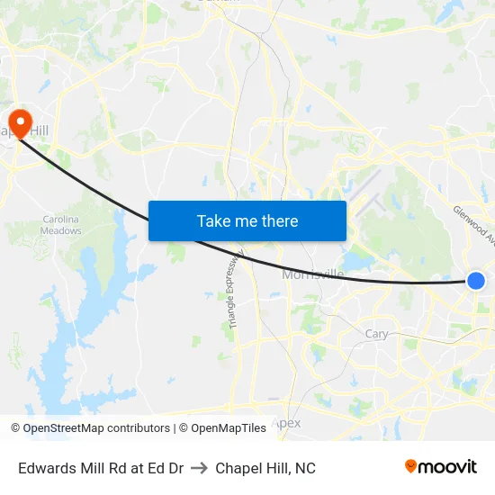Edwards Mill Rd at Ed Dr to Chapel Hill, NC map