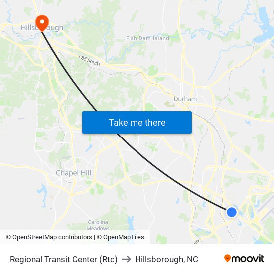 Regional Transit Center (Rtc) to Hillsborough, NC map