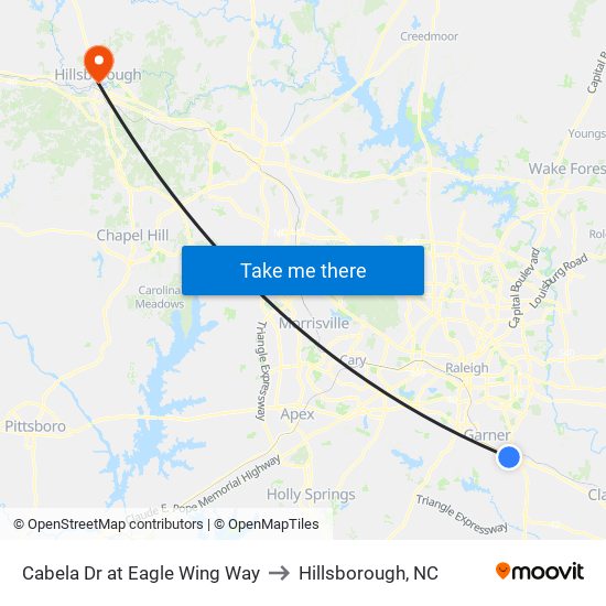 Cabela Dr at Eagle Wing Way to Hillsborough, NC map