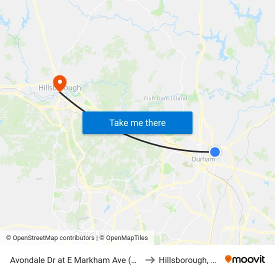 Avondale Dr at E Markham Ave (Sb) to Hillsborough, NC map