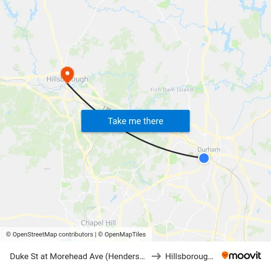 Duke St at Morehead Ave (Henderson Tower to Hillsborough, NC map