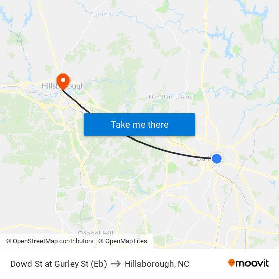 Dowd St at Gurley St (Eb) to Hillsborough, NC map