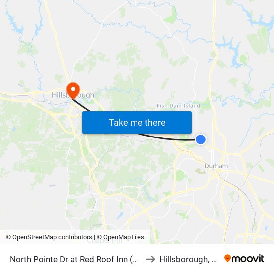 North Pointe Dr at Red Roof Inn (Wb) to Hillsborough, NC map