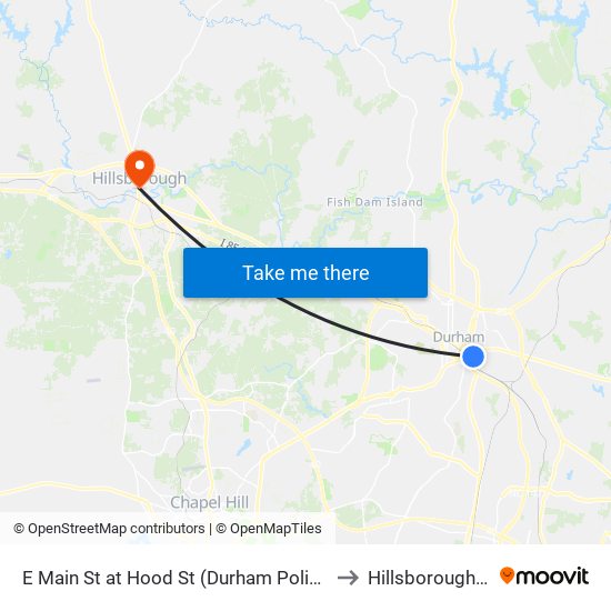 E Main St at Hood St (Durham Police Dept to Hillsborough, NC map