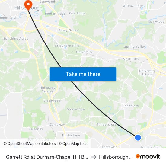 Garrett Rd at Durham-Chapel Hill Blvd (G to Hillsborough, NC map