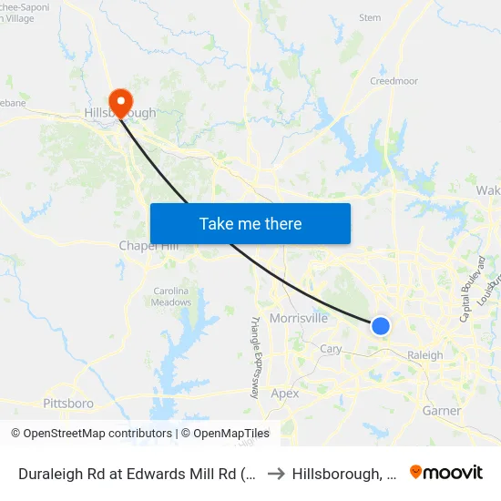 Duraleigh Rd at Edwards Mill Rd (Nb) to Hillsborough, NC map