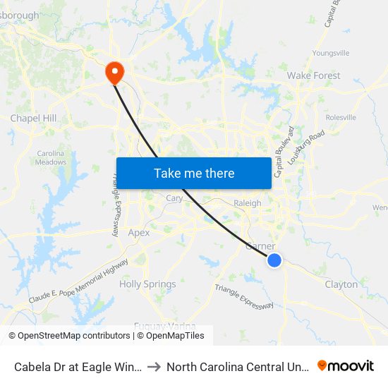 Cabela Dr at Eagle Wing Way to North Carolina Central University map