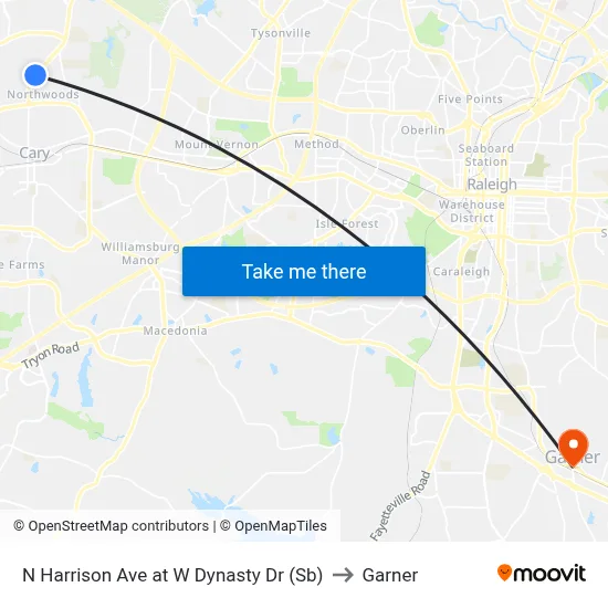 N Harrison Ave at W Dynasty Dr (Sb) to Garner map