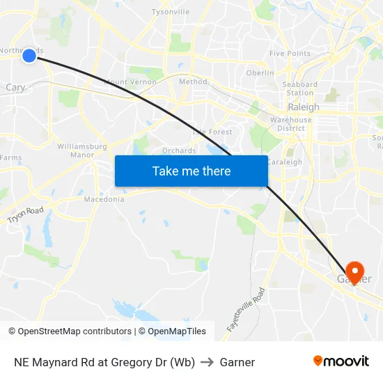 NE Maynard Rd at Gregory Dr (Wb) to Garner map