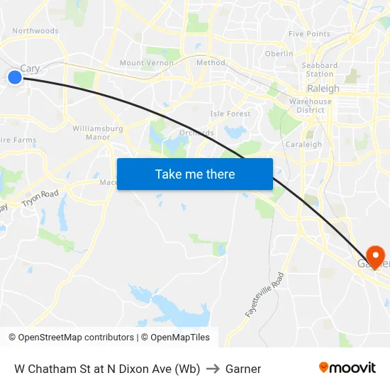 W Chatham St at N Dixon Ave (Wb) to Garner map