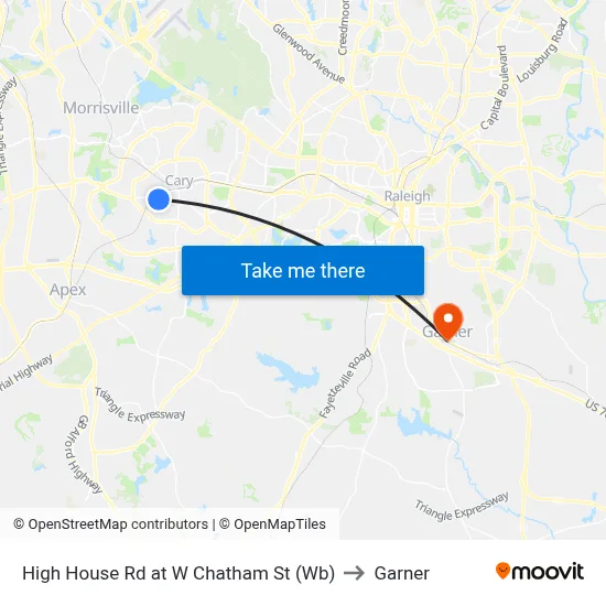 High House Rd at W Chatham St (Wb) to Garner map