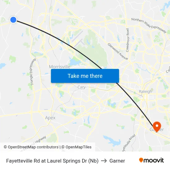 Fayetteville Rd at Laurel Springs Dr (Nb) to Garner map