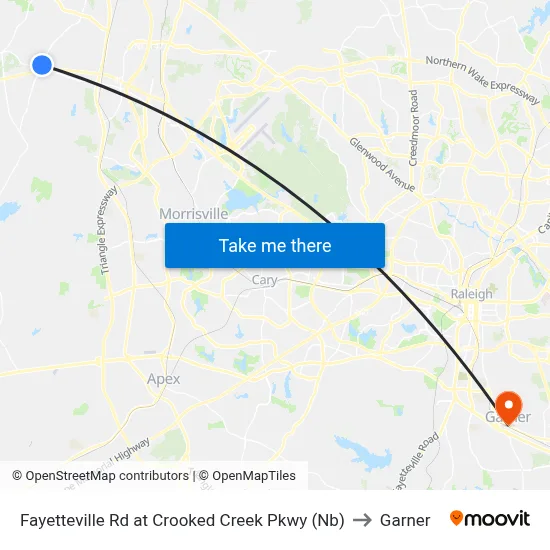 Fayetteville Rd at Crooked Creek Pkwy (Nb) to Garner map