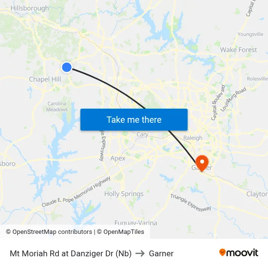 Mt Moriah Rd at Danziger Dr (Nb) to Garner map