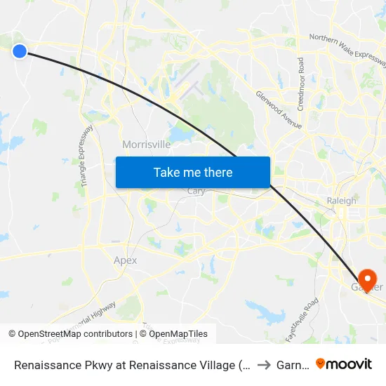 Renaissance Pkwy at Renaissance Village (Wb) to Garner map