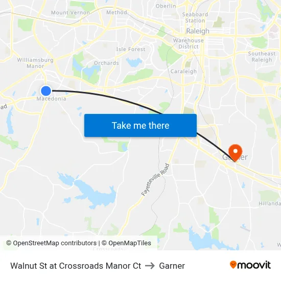 Walnut St at Crossroads Manor Ct to Garner map