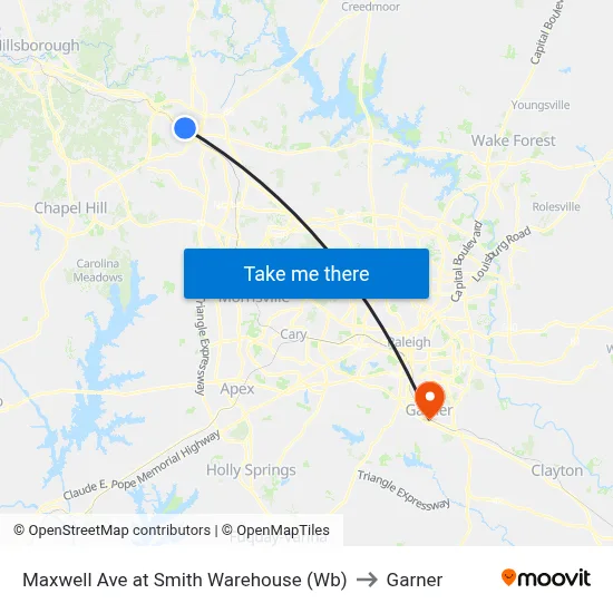 Maxwell Ave at Smith Warehouse (Wb) to Garner map
