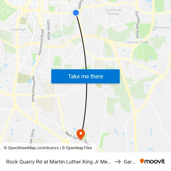 Rock Quarry Rd at Martin Luther King Jr Memorial G to Garner map