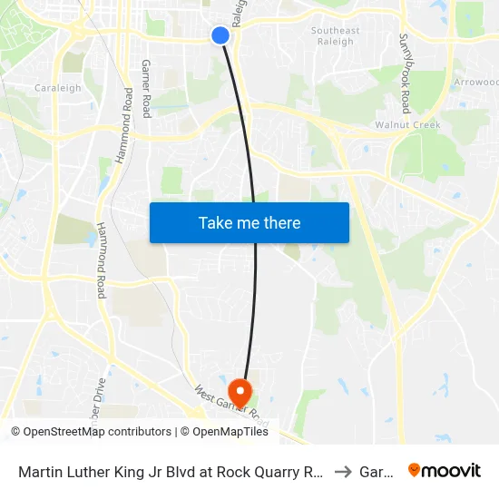 Martin Luther King Jr Blvd at Rock Quarry Rd (Wb) to Garner map