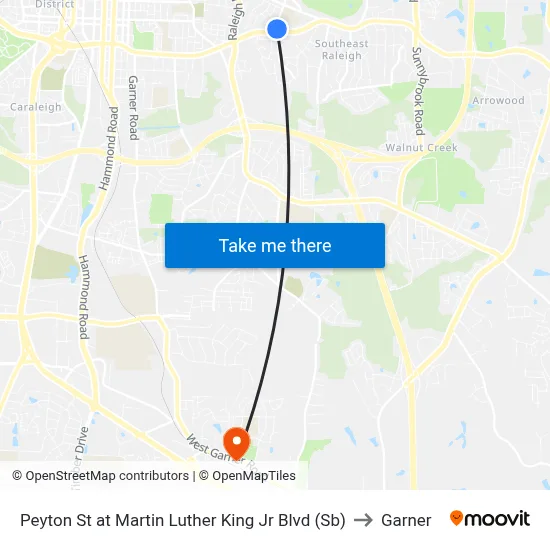 Peyton St at Martin Luther King Jr Blvd (Sb) to Garner map