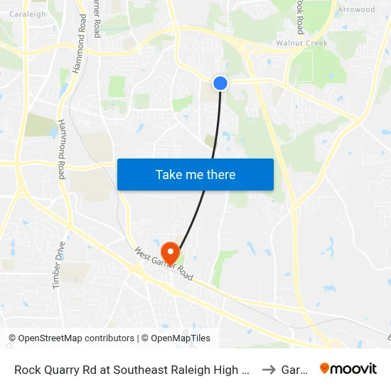 Rock Quarry Rd at Southeast Raleigh High School to Garner map