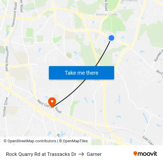 Rock Quarry Rd at Trassacks Dr to Garner map