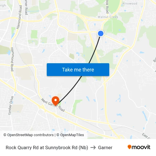 Rock Quarry Rd at Sunnybrook Rd (Nb) to Garner map