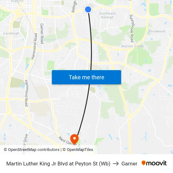 Martin Luther King Jr Blvd at Peyton St (Wb) to Garner map