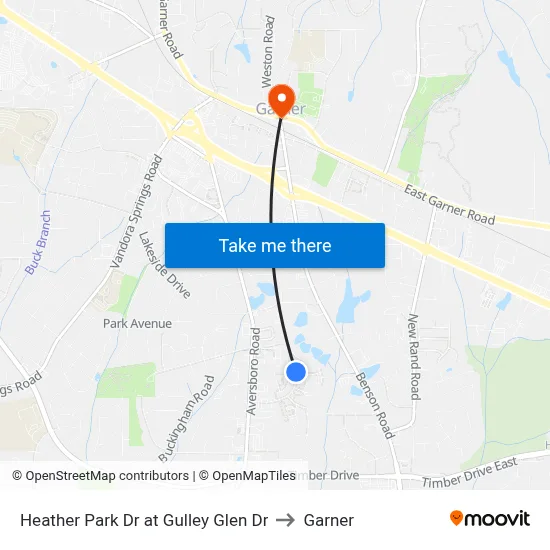 Heather Park Dr at Gulley Glen Dr to Garner map
