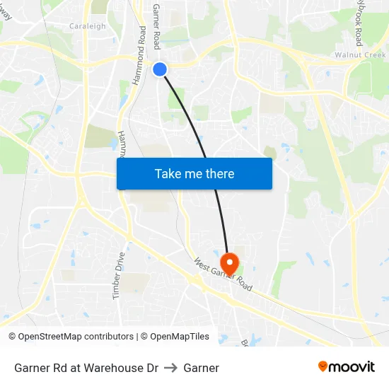 Garner Rd at Warehouse Dr to Garner map