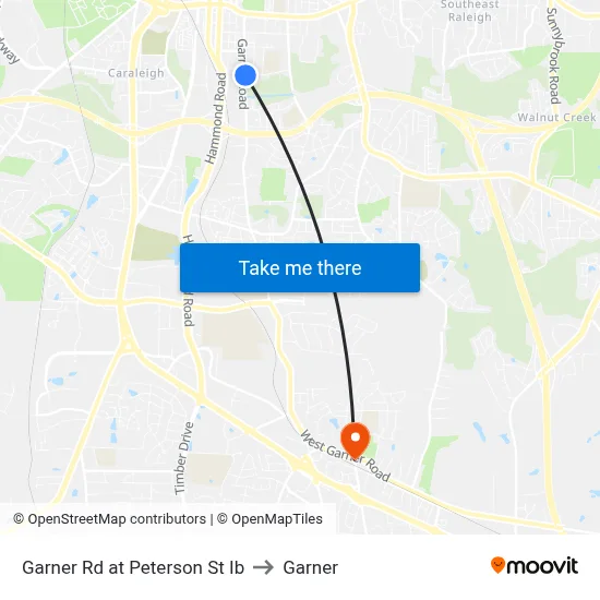Garner Rd at Peterson St Ib to Garner map