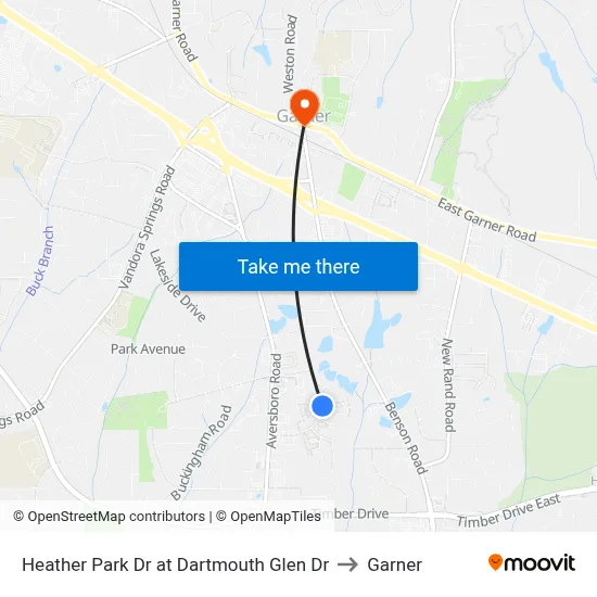 Heather Park Dr at Dartmouth Glen Dr to Garner map