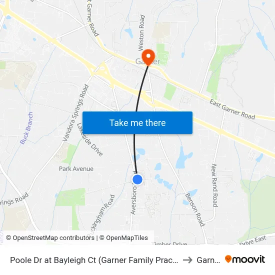 Poole Dr at Bayleigh Ct (Garner Family Practice to Garner map